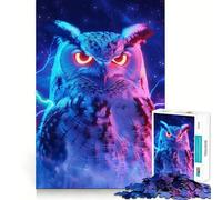 Puzzle de 1000 pièces Hibou Oiseau Animal de l'espace pour Adultes, Jouet Intelligent, activité à la Maison, découpe précise, décoration Murale (38x26cm)