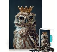 Puzzle de 1000 pièces Hibou Oiseau Mignon Roi pour Adultes, défi cérébral, Jeu d'intérieur, découpe précise, pièce d'art (38x26cm)