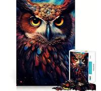 Puzzle de 1000 pièces Hibou Oiseau pour Adolescents Puzzle de mémoire Lumière relaxante Image à Assembler Cadeau Exquis (50x75cm)