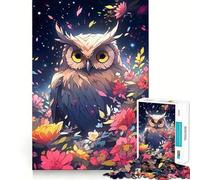 Puzzle de 1000 pièces Hibou Parmi Les Fleurs la Nuit (38x52cm) pour Adolescents, idéal pour développer la réflexion et la Joie en Famille Un Cadeau mémorable et aux Bords Nets