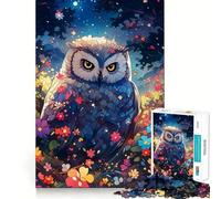 Puzzle de 1000 pièces Hibou Parmi Les Fleurs la Nuit pour Adultes, Jouet Intelligent, activité à Domicile, découpe précise, décoration Murale (38x52cm)