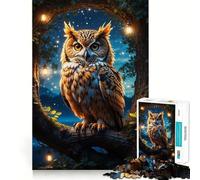 Puzzle de 1000 pièces Hibou perché dans la Lune pour Adultes, défi cérébral, Jeu d'intérieur, pièce d'art aux découpes précises (50x75cm)