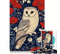 Puzzle de 1000 pièces Hibou perché Parmi des Fleurs Rouges pour Adolescents, Jeu intellectuel, Joie familiale, découpe de qualité, Cadeau élégant (38x52cm)