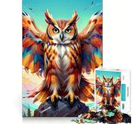 Puzzle de 1000 pièces Hibou pour Adolescents, Puzzle de mémoire, Puzzle Relaxant et Lumineux, Image à Assembler, Cadeau Exquis (38x26cm)
