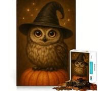 Puzzle de 1000 pièces Hibou Sorcière sur Citrouille pour Adolescents, Jeu de logique et de détente, découpe précise, Cadeau précieux (38x52cm)