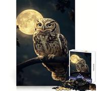 Puzzle de 1000 pièces Hibou sous la Pleine Lune pour Adultes, Jeu Stimulant l'esprit, pièce d'art aux découpes précises (38x52cm)