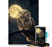 Puzzle de 1000 pièces Hibou sous la Pleine Lune pour Adultes, Jeu Stimulant l'esprit, pièce d'art aux découpes précises (38x52cm)