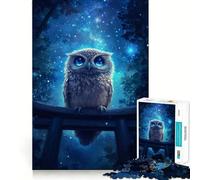 Puzzle de 1000 pièces Hibou sous Un Ciel étoilé pour Adolescents, Jeu de logique Stimulant, Anti-Tension, Bords de qualité, Cadeau de Noël (38x52cm)