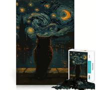Puzzle de 1000 pièces Hibou sous Un Ciel étoilé pour Adolescents, Stimulant la mémoire, Jeu apaisant, Bords Nets, Cadeau de qualité supérieure (50x75cm)