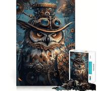 Puzzle de 1000 pièces Hibou Steampunk Animal pour Adolescents Jeu de réflexion Amusant et précis Taille Uniforme Pièces de Taille idéale Activité relaxante en Groupe à l'intérieur (38x26cm)