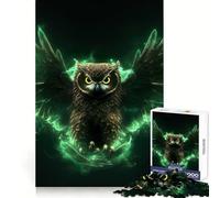 Puzzle de 1000 pièces Hibou Vert Néon Lumineux pour Adolescents Jeu de Logique et de Découpe Précise et Douce Cadeau Précieux (38x26cm)