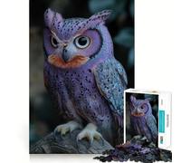 Puzzle de 1000 pièces Hibou Violet aux serres acérées pour Adolescents Jeu Stimulant et apaisant Bords tendus Cadeau de qualité supérieure (38x52cm)