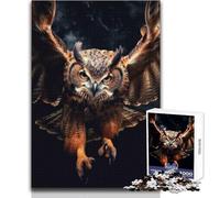 Puzzle de 1000 pièces Hibou Volant la Nuit pour Adultes:Jeu de réflexion et de création, idée Cadeau Originale et mémorable Dimensions:38x52cm