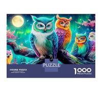 Puzzle de 1000 pièces« Hiboux d'hiver »en Carton Lisse sans poussière, représentant Un Hibou perché sur Un perchoir étoilé. Adultes, ce Puzzle Peut être encadré et constitue Une activité: 38 x 26 cm.