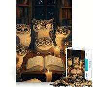 Puzzle de 1000 pièces Hiboux lisant à la Lueur des Bougies pour Adultes, Puzzle Relaxant et apaisant, Cadeau de Noël (50x75cm)