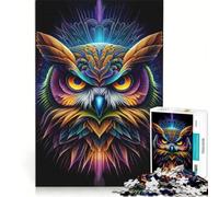 Puzzle de 1000 pièces Hiboux néon mystérieux Jeu Familial Assemblage de Motifs avec des pièces de Formes aléatoires Parfaitement emboîtables 38x26cm