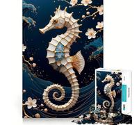 Puzzle de 1000 pièces Hippocampe Kintsugi pour Adolescents, Jeu de réflexion apaisant, Cadeau de Noël de qualité supérieure (38x52cm)