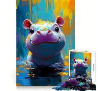 Puzzle de 1000 pièces Hippopotame Souriant pour Adolescents Jeu de logique Claire, Passe-Temps Calme, découpe Parfaite, Cadeau Classique 38x26cm