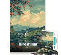 Puzzle de 1000 pièces Hiroshima Japon Vue panoramique Découpe précise Art Jeu cognitif et Amusant Temps de Loisirs Scène de Noël Art (38x52cm)