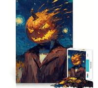 Puzzle de 1000 pièces Homme à tête de Citrouille et Nuit étoilée pour Adolescents, Jeu intellectuel, Joie familiale, découpe de qualité, Cadeau élégant (38x52cm)