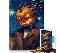 Puzzle de 1000 pièces Homme à tête de Citrouille et Nuit étoilée pour Adultes, défi cérébral, Jeu d'intérieur, pièce d'art aux découpes précises (50x75cm)