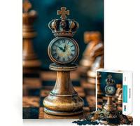 Puzzle de 1000 pièces,Horloge en Forme de pièce d'échecs avec Couronne,Assemblage précis,Jeu de réflexion Amusant,Moment de détente,Cadeau de Noël apaisant (50x75cm)