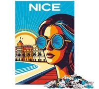 Puzzle de 1000 pièces Hôtel Nice Negresco France Illustration de voyage Idéal pour les adolescents et les moments de partage en famille Cadeau unique pour un anniversaire ou Noël (38x52cm/1000 pièces)