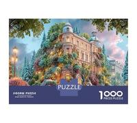 Puzzle de 1000 pièces Hôtel Particulier Européen Fantaisiste pour Hommes et Femmes, Jardins luxuriants, Puzzle décoratif pour Enfants à partir de 12 Ans, 52x38cm