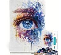 Puzzle de 1000 pièces Œil à l'aquarelle Jeu de Concentration cérébrale,découpe Experte,Artisanat Fascinant pour Les Moments de détente (50x75cm)