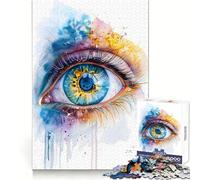 Puzzle de 1000 pièces Œil à l'aquarelle pour Adolescents Exercice Mental, Loisir paisible, Bords Nets, Cadeau de Noël (50x75cm)