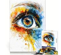 Puzzle de 1000 pièces Œil à l'aquarelle pour Adultes, idéal pour la réflexion stratégique, Les Loisirs légers et Un Cadeau de Noël Original (50x75cm)
