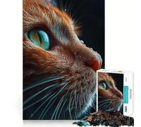 Puzzle de 1000 pièces Œil de Chat Découpe précise Jeu Amusant et Stimulant pour l'esprit Jeu de détente Cadeau d'anniversaire Activité Artistique (50x75cm)