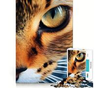 Puzzle de 1000 pièces Œil de Chat en Gros Plan,Ajustement Parfait,Art Stimulant Le Cerveau,Jeu de détente,décoration Murale de Noël (38x52cm)