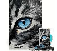 Puzzle de 1000 pièces « Œil de Chat » Peinture,découpe Nette,Art,logique,Jeu,détente,Cadeau d'anniversaire Amusant (38x52cm)