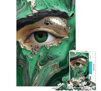 Puzzle de 1000 pièces Œil d'émeraude et Or pour Adolescents Niveau de difficulté Difficile Chaque pièce est Unique Jeu éducatif (38x26cm)