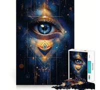 Puzzle de 1000 pièces Œil Mystique et géométrie dorée pour Adolescents, Jeu de logique et de réflexion, à Partager et à découper avec précision, décoration Murale (38x52cm)