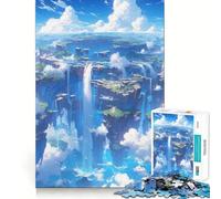 Puzzle de 1000 pièces Île Cascade Céleste Bords Lisses Jeu créatif et Amusant pour des Moments de détente Cadeau d'anniversaire (38x26cm)