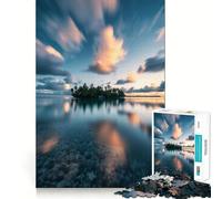Puzzle de 1000 pièces Île des Tuamotu Coucher de Soleil Bords Lisses Jeu de Concentration Amusant et Relaxant Cadeau d'anniversaire (38x52cm)