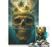 Puzzle de 1000 pièces Île du Crâne avec Palmiers Jeu Familial Assemblage de Motifs avec des pièces de Formes aléatoires entièrement emboîtables 38x52cm