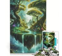 Puzzle de 1000 pièces Île Flottante avec Cascades et Arbres, Jeu Impossible, découpe de précision, avec des pièces de Formes aléatoires Parfaitement emboîtables 38x26cm