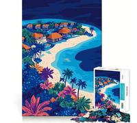 Puzzle de 1000 pièces Îles Tropicales des Maldives Art Minimaliste Découpe Nette Jeu de logique et de réflexion Détendeur Cadeau d'anniversaire Amusant (38x26cm)