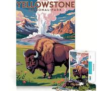 Puzzle de 1000 pièces illustrant des Bisons du Parc National de Yellowstone,découpé au Laser avec Soin,pour Un Moment de Calme et d'exercice Mental à la Maison (38x26cm)