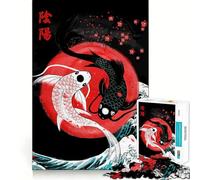 Puzzle de 1000 pièces illustrant des carpes koï Yin Yang Exercice Mental Amusant Pièces précises et sans Couture Un Moyen captivant de Passer Le Temps (38x26cm)