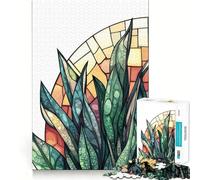 Puzzle de 1000 pièces illustrant des Plantes en vitrail pour Adolescents Renforce la mémoire Calme et sérénité Qualité supérieure Cadeau de Noël idéal 38x52cm