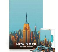 Puzzle de 1000 pièces illustrant la Skyline de New York Jeu précis,entraînement à la Concentration,Divertissement et détente Cadeau de Noël idéal (50x75cm)