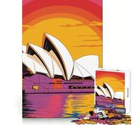 Puzzle de 1000 pièces illustrant Le Coucher de Soleil sur l'Opéra de Sydney, idéal pour Les Adolescents stimule la mémoire, se détend et s'amuse Bords précis Un Cadeau attentionné 38x26cm