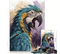 Puzzle de 1000 pièces illustrant Le Portrait d'un Ara Bleu et Or, idéal pour Les Adolescents Stimulation cérébrale, détente et Cadeau de qualité supérieure (50x75cm)