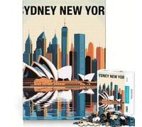 Puzzle de 1000 pièces illustrant Les panoramas de Sydney et de New York pour Adolescents, idéal pour développer la mémoire, Passer du Temps Libre, Bords Nets et Joli Cadeau 38x52cm