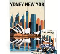 Puzzle de 1000 pièces illustrant Les panoramas de Sydney et de New York pour Adolescents, idéal pour développer la mémoire, Passer du Temps Libre, Bords Nets et Joli Cadeau 38x52cm