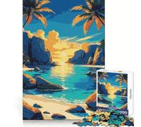 Puzzle de 1000 pièces illustrant Un Coucher de Soleil sur Une Plage Tropicale, idéal pour Les Adolescents Un défi intellectuel apaisant et Amusant, Une Surprise d'anniversaire sans Couture (38x26cm)